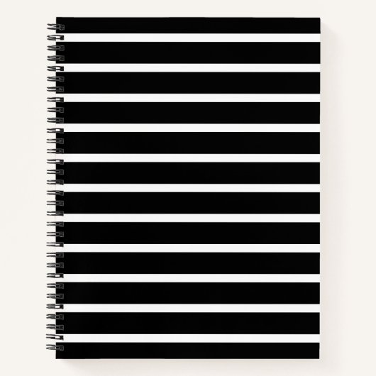 Moderne zwarte en witte streep notitieboek (Voorkant)