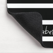 Moderne zwarte en witte streep op maat muismat (Hoek)