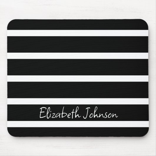 Moderne zwarte en witte streep op maat muismat (Voorkant)