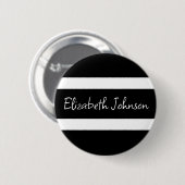 Moderne zwarte en witte streep op maat ronde button 5,7 cm (Voorkant /achterkant)