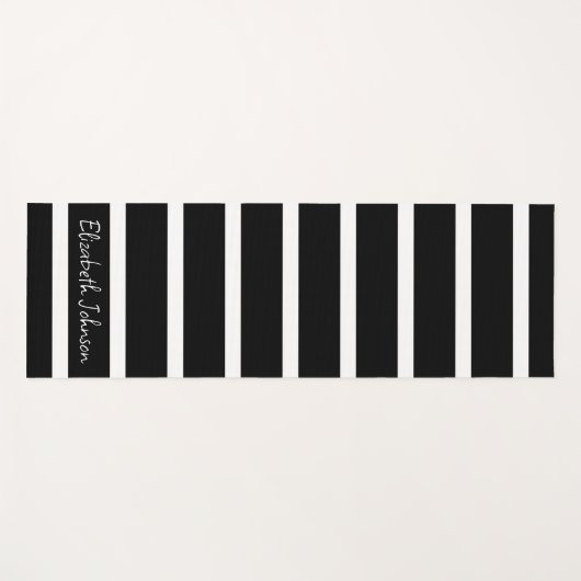 Moderne zwarte en witte streep op maat yogamat (Voorkant (horizontaal))