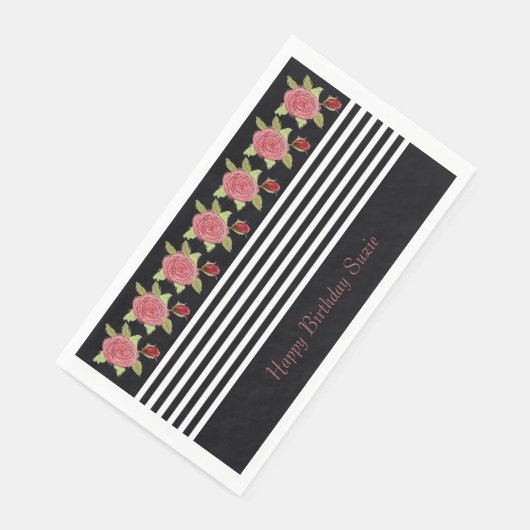 Moderne zwarte en witte streep servet (Hoek)