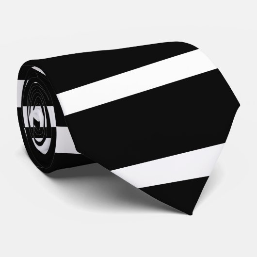 Moderne zwarte en witte streep stropdas (Opgerold)