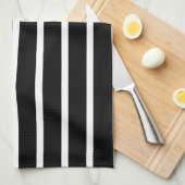 Moderne zwarte en witte streep theedoek (Quarter Fold)