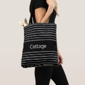 Moderne zwarte en witte streep tote bag (Dichtbij)