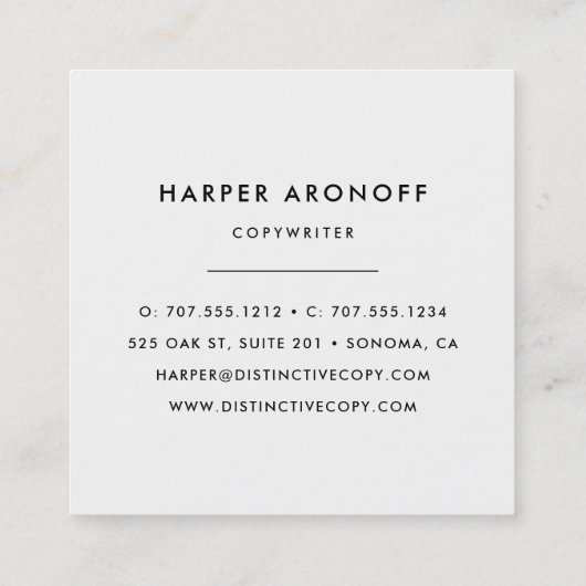 Moderne zwarte en witte streep vierkante visitekaartje (Achterkant)