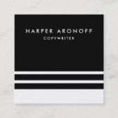 Moderne zwarte en witte streep vierkante visitekaartje (Voorkant)