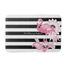 Moderne zwarte en witte strepe roze flamingo