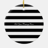 Moderne zwarte en witte strepe roze flamingo keramisch ornament (Achterkant)