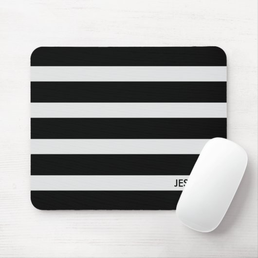 Moderne zwarte en witte strepen 2 muismat (Met muis)