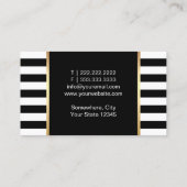 Moderne zwarte en witte strepen - Aangepaste Logo Visitekaartje (Achterkant)