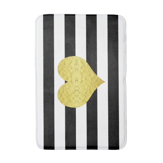 Moderne zwarte en witte strepen badmat (Voorkant Verticaal)