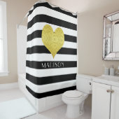 Moderne zwarte en witte strepen douchegordijn (In situ)