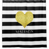 Moderne zwarte en witte strepen douchegordijn (Voorkant)