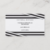 Moderne zwarte en witte strepen elegante haarmake- visitekaartje (Achterkant)