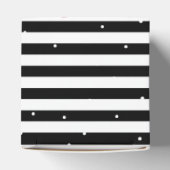 Moderne zwarte en witte strepen en rode harten bedankdoosjes (Bovenkant)