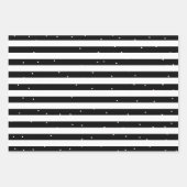 Moderne zwarte en witte strepen en rode harten inpakpapier vel (Voorkant 3)