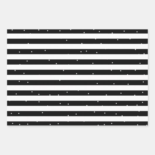 Moderne zwarte en witte strepen en rode harten inpakpapier vel (Voorkant 3)