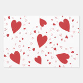 Moderne zwarte en witte strepen en rode harten inpakpapier vel (Voorkant 2)