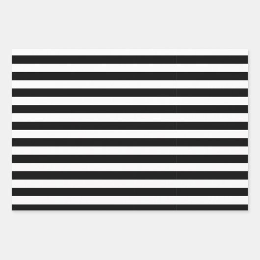 Moderne zwarte en witte strepen en roze bloemen inpakpapier vel (Voorkant 3)