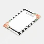 Moderne zwarte en witte strepen Floral Salon Post-it® Notes (Schuin)