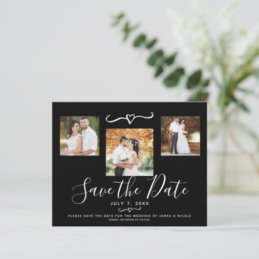 Moderne zwarte en witte strepen Foto opslaan Datum (Staand voorkant)