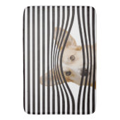 Moderne zwarte en witte strepen grappige hond mode badmat (Voorkant Verticaal)