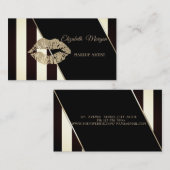 Moderne zwarte en witte strepen, lips visitekaartje (Voorkant / Achterkant)