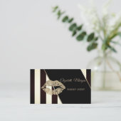 Moderne zwarte en witte strepen, lips visitekaartje (Staand voorkant)