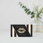 Moderne zwarte en witte strepen, lips visitekaartje (Staand voorkant)