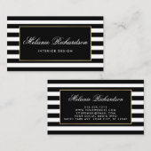 Moderne zwarte en witte strepen met Gold Lijst Visitekaartje (Voorkant / Achterkant)