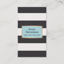 Moderne zwarte en witte strepen met gouden glans visitekaartje