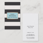 Moderne zwarte en witte strepen met gouden glans visitekaartje (Voorkant / Achterkant)