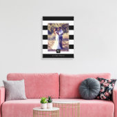 Moderne zwarte en witte strepen Monogrammed Foto Canvas Afdruk (Insitu (Woonkamer))