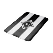 Moderne zwarte en witte strepen, monogrammen badmat (Gekanteld)