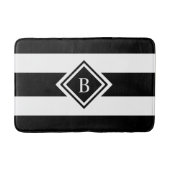Moderne zwarte en witte strepen, monogrammen badmat (Voorkant)
