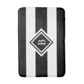 Moderne zwarte en witte strepen, monogrammen badmat (Voorkant Verticaal)
