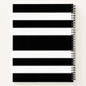Moderne zwarte en witte strepen notitieboek (Achterkant)