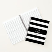 Moderne zwarte en witte strepen notitieboek (Binnen)