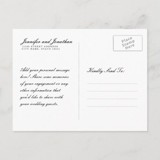 Moderne zwarte en witte strepen slaan de datum op aankondigingskaart (Achterkant)