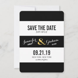 Moderne zwarte en witte strepen slaan de datum op save the date