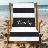 Moderne zwarte en witte strepen strandlaken