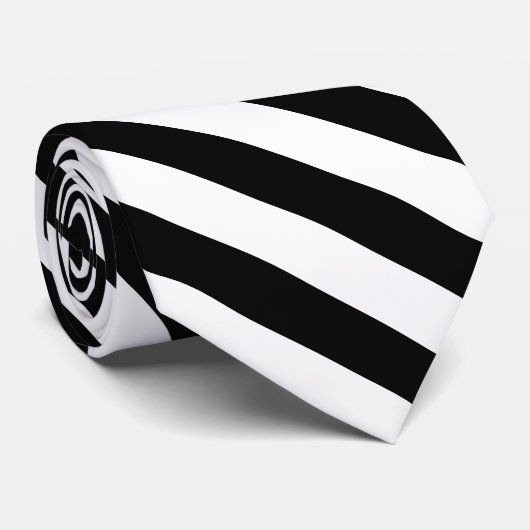 Moderne zwarte en witte strepen stropdas (Opgerold)