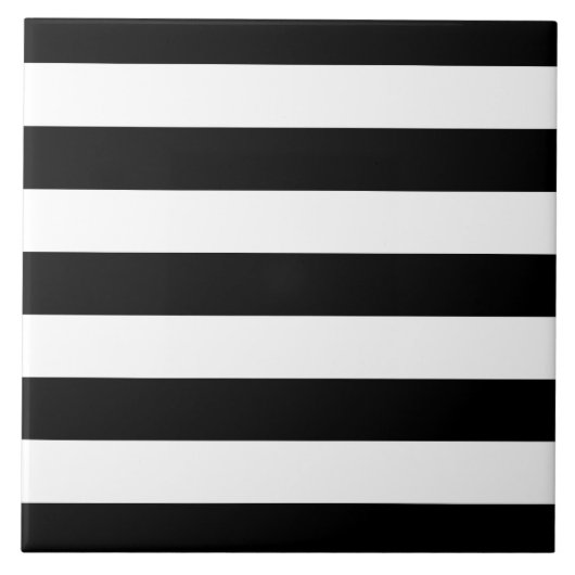 Moderne zwarte en witte strepen tegeltje (Voorkant)