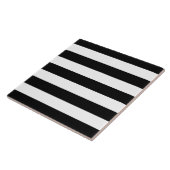 Moderne zwarte en witte strepen tegeltje (Zijkant)