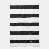Moderne zwarte en witte strepen theedoek (Verticaal)