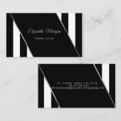 Moderne zwarte en witte strepen visitekaartje (Voorkant / Achterkant)