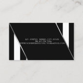 Moderne zwarte en witte strepen visitekaartje (Achterkant)
