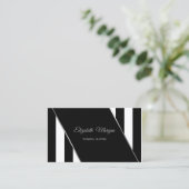 Moderne zwarte en witte strepen visitekaartje (Staand voorkant)