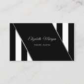 Moderne zwarte en witte strepen visitekaartje (Voorkant)